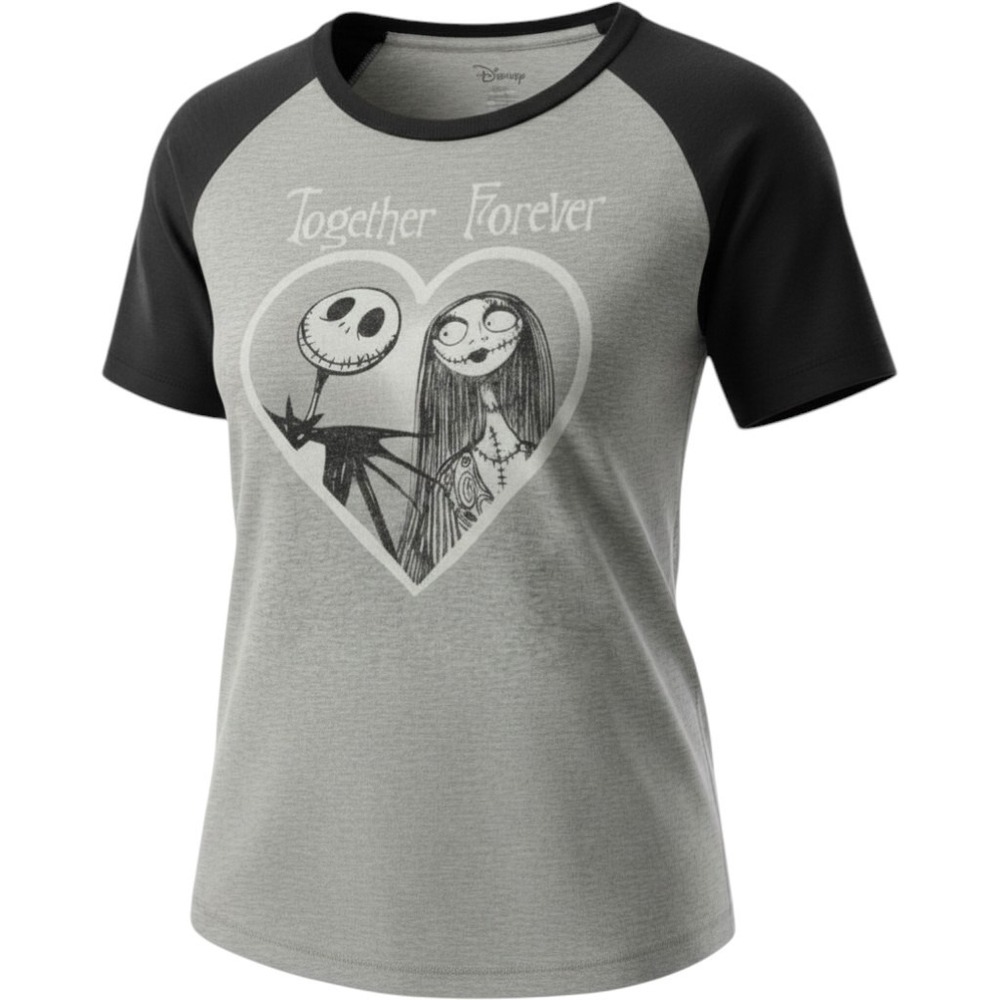 Disney Nightmare Before Christmas Jack Sally Together Forever Raglan Shirt M